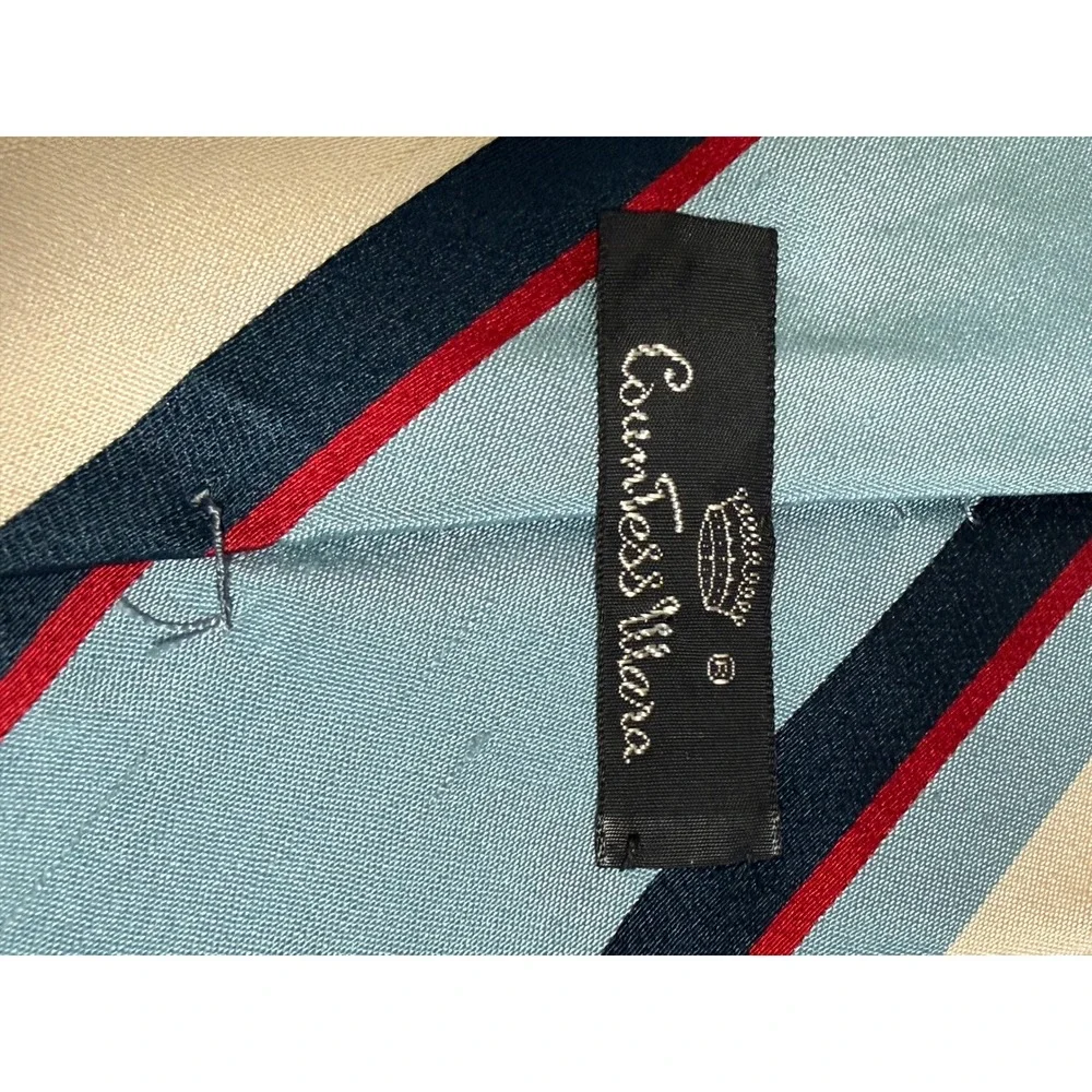Countess Mara Sistine Silk Mens Vintage Ties Striped Crown Logo Retro Preppy